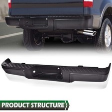 Black - Complete Rear Steel Bumper Assembly Fit For 2009-2014 Ford F150 Truck
