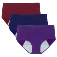 Women Leakproof Cotton Underwear Heavy Flow Period Panties Regular & Plus Sizes