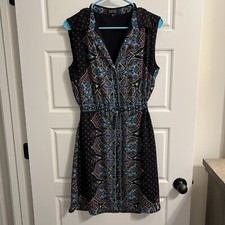 Tamari Arthur S Levine black paisley dress with collar size 8