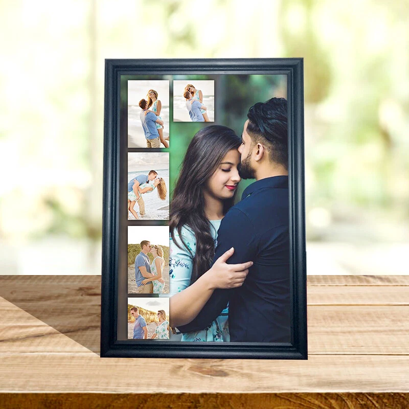 customized glass and wood photo frame A4 size with design and photo printed