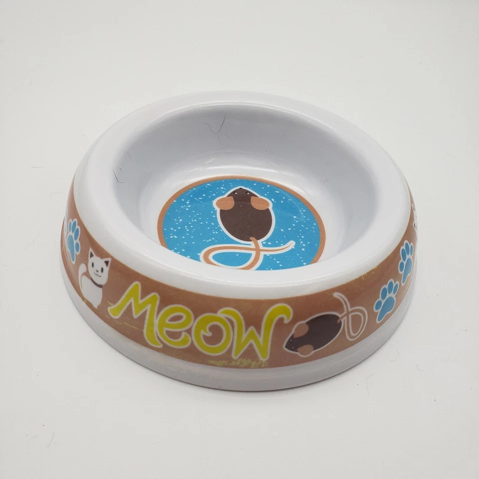 tigela de gato com desenho de mouse em plástico inferior 1" diâmetro profundo ponta a ponta 4,5" - Imagem 3 de 4