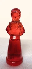 VINTAGE 1970’s Degenhart Glass Red Slag Colonial Priscilla Women Girl Figurine