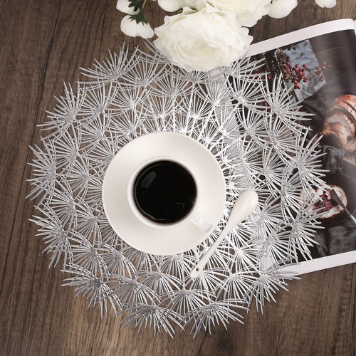 4/8/12x Placemats Set Round PVC Place Table Mats Washable Heat Resistant Wedding - Picture 34 of 34