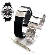 Pack of 2 Steel Bracelet & Silicone Replacement Watch Band Bulova 98B172 C977795