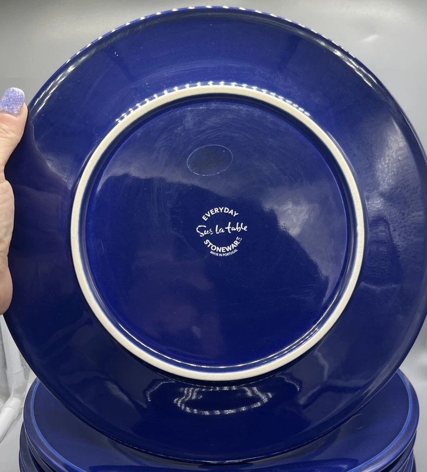 RARO Discontinuar 8 SUR LA TABLE Gres Diario Azul Cobalto 11" Platos Portugal Foto 3 de 4