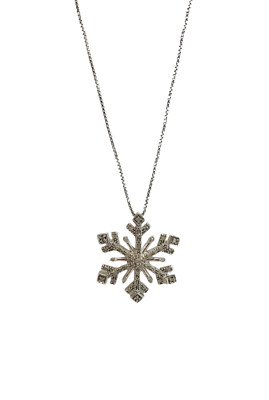 OTC Italien 925 Sterlingsilber natürlicher Diamant Schneeflocke Anhänger 18'' Halskette