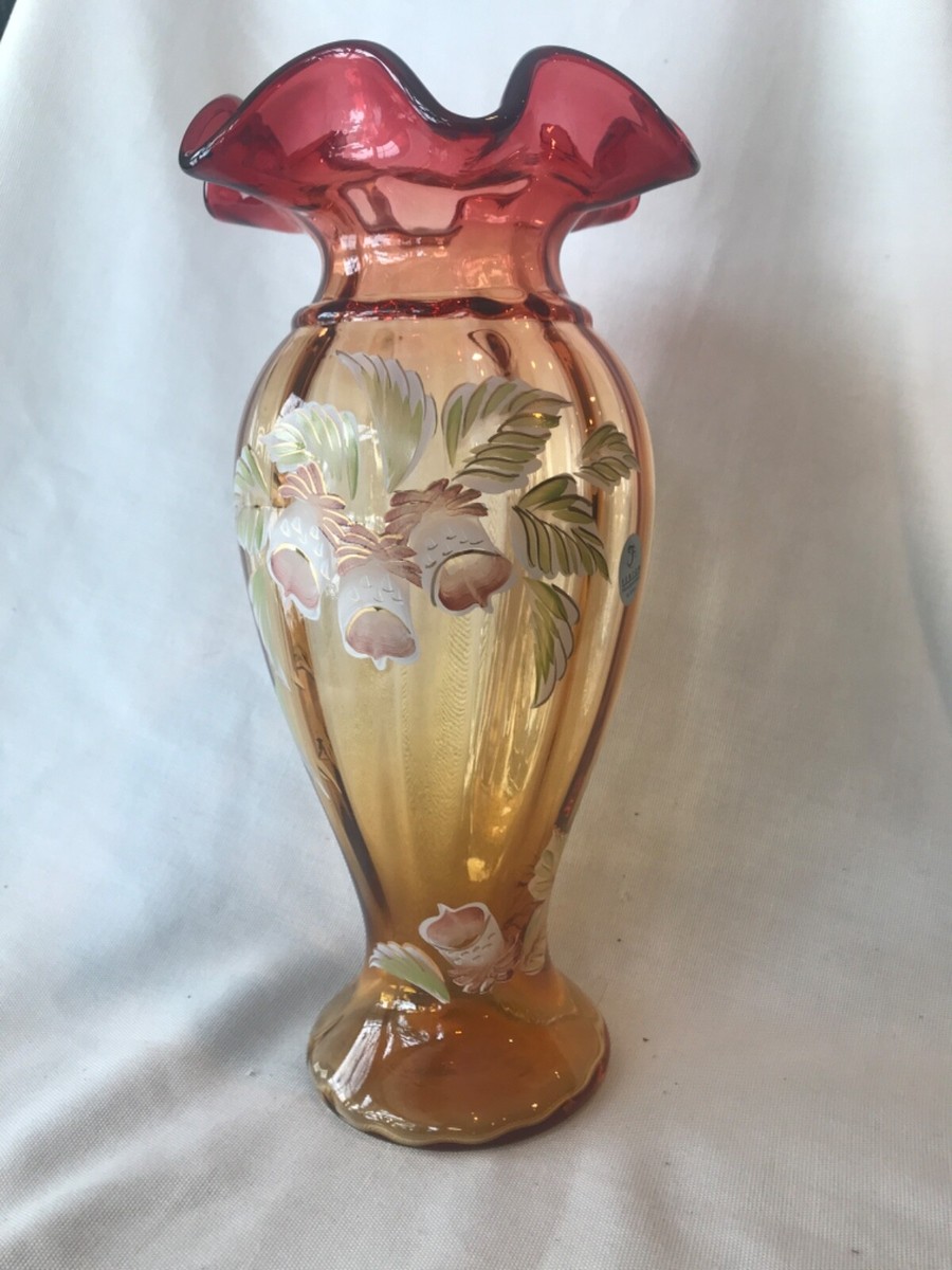 Fenton Art Glass Historic Collection 1999 Amberina hand painted