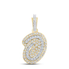 10K YELLOW GOLD ROUND DIAMOND O INITIAL LETTER PENDANT 1/5 CTTW