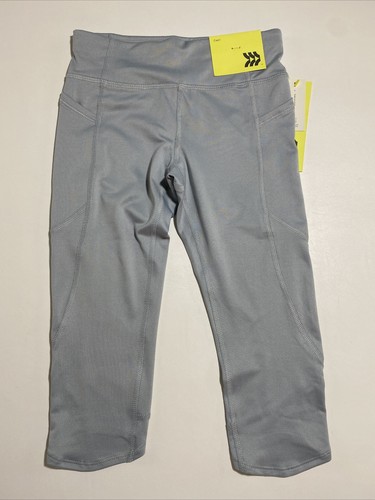 Girls All In Motion Capri Legging Size S 6/6X Light Gray Pockets Activewear - Picture 2 of 9