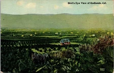 Bird's Eye View of Redlands California Divided Back Postcard Farms Vintage 9P