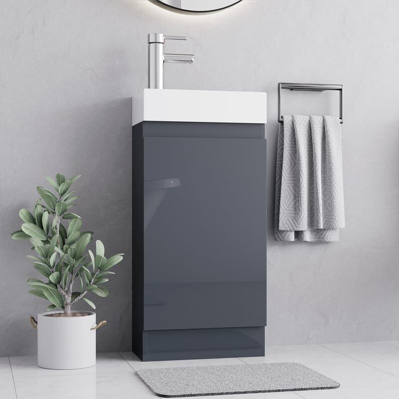 BELOFAY Denvor Grey 400mm Floor Standing Bathroom Vanity Unit With Basin