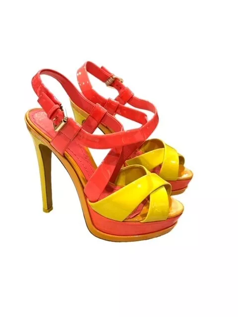 Christian Dior Sandales Plateforme Escarpins Talons Jaune Corail 36,5/6 PARTY ITALIE