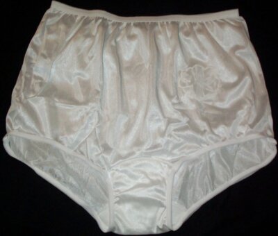 3 Pair WHITE Carole Nylon Panty Size 12 Brief Style Panties Lace Applique USA Md