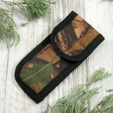 FOLDING KNIFE SHEATH | Camo Nylon Belt Pouch - Fits Folders up to 4" Closed