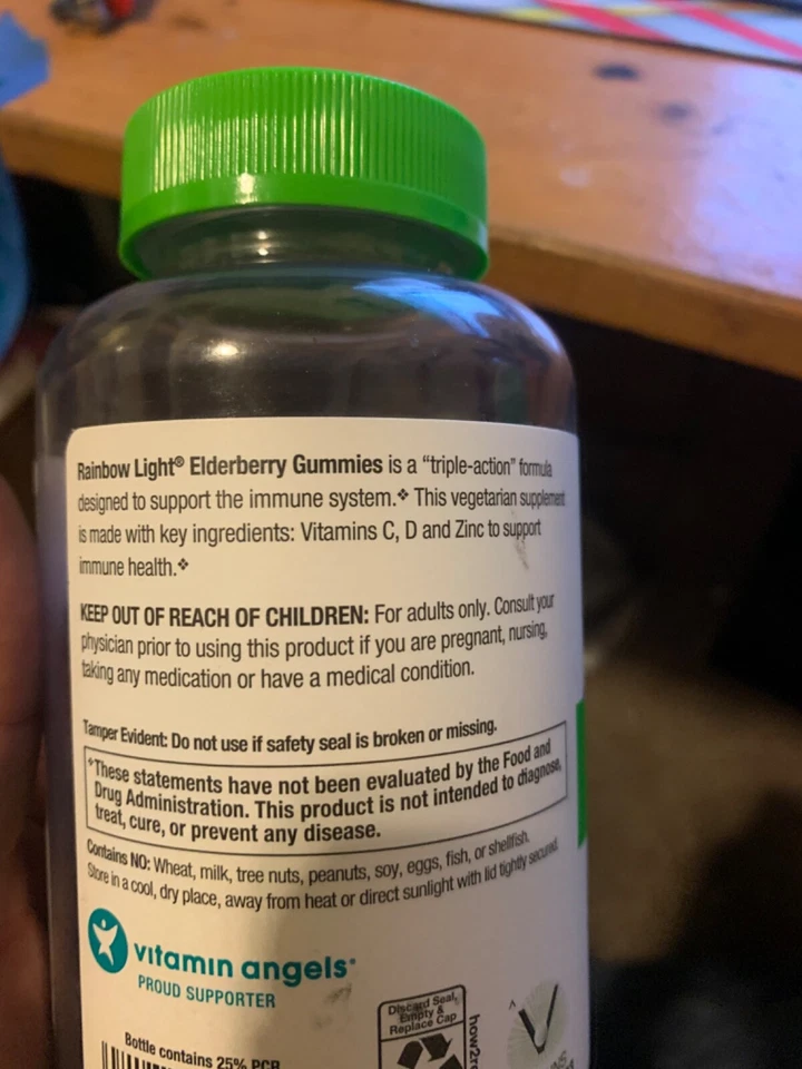 Vitamina gomosa Rainbow Light de saúco de alta potencia, probiótico ADV, Liq D3, inmune Foto 2 de 4