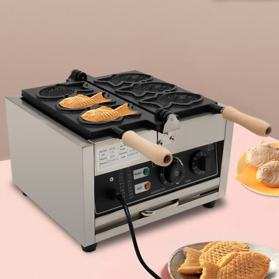 3 Grid Nonstick Taiyaki Waffle Making Machine Kitchen Baker Food Cooking 1500W