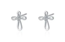 Rnivida 925 Sterling Silver Cross Stud Earrings for Women Inifinity Cross