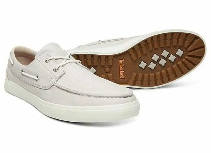 Scarpe stringate da uomo Timberland Union Wharf barca a 2 occhi in tela Oxford UK taglia 6 5