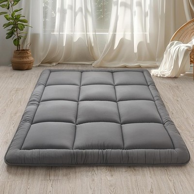 Japanese Floor Mattress Futon Mattress 3'' Grey Tatami Mat Shredded Memory Foa...