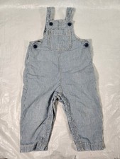 Baby Gap Blue Denim Overalls Striped Train CONDUCTOR Infant 12-18 Months 12 18