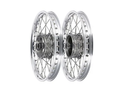 Set: 2x Speichenrad 1,5 x 16" Alufelge poliert + Edelstahlspeichen - für Simson - Bild 1 von 4