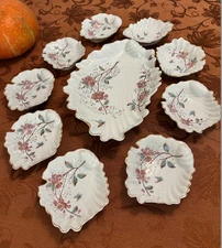 10 Vintage Bohemian shell serving dishes BSM Schwalb Brothers, porcelain hand 