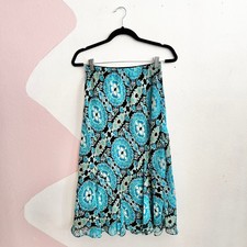 VTG Y2K Maxi Skirt Small Blue Floral Fairy Grunge 90s 2000s
