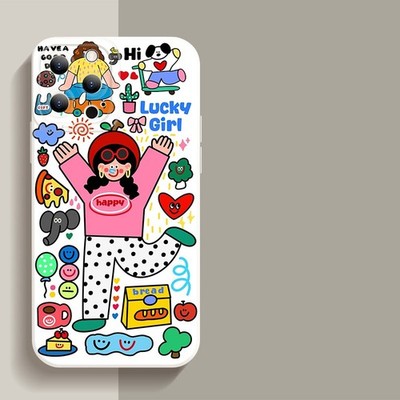 Glückliches Mädchen Handyhülle Passt perfekt TPU für ipone 17 16 15 Pro Max Plus