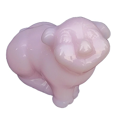 Fenton FAGCA Exclusive Glass Pig Crown Tuscan Pink Undecorated Piggy Figurine