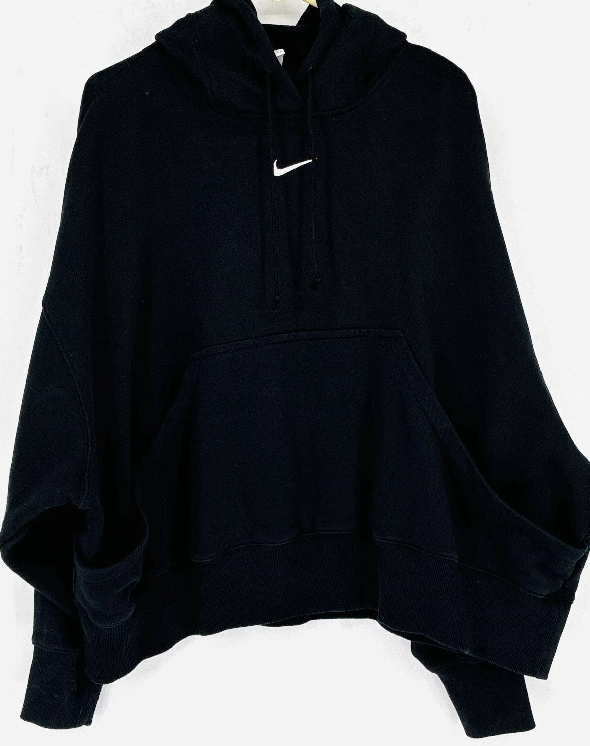 Nike Hoodie Center Swoosh Black Sweatshirt Crop Unisex XL