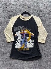 Vintage 80s Ritchie Blackmore Rainbow & Pat Travers Band Raglan T-Shirt Size S/M