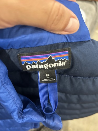 Patagonia Youth Kids Puffer Vest XL 14 Blue Goose Down Full Zip Outdoor - Picture 7 of 10