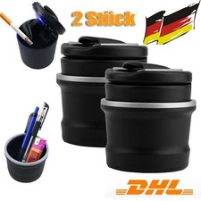 2X Autoaschenbecher Aschenbecher Schwarz LED Blau PKW KFZ Beleuchtung Neu DE