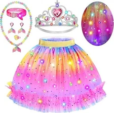 Cocojeci Princess Dress Up for Girls 4-6, Light Up Mermaid Princess Dress Up
