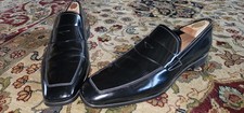 Prada Men’s Black Brushed Leather Loafers Size 10 US Classic Penny Strap 20C127
