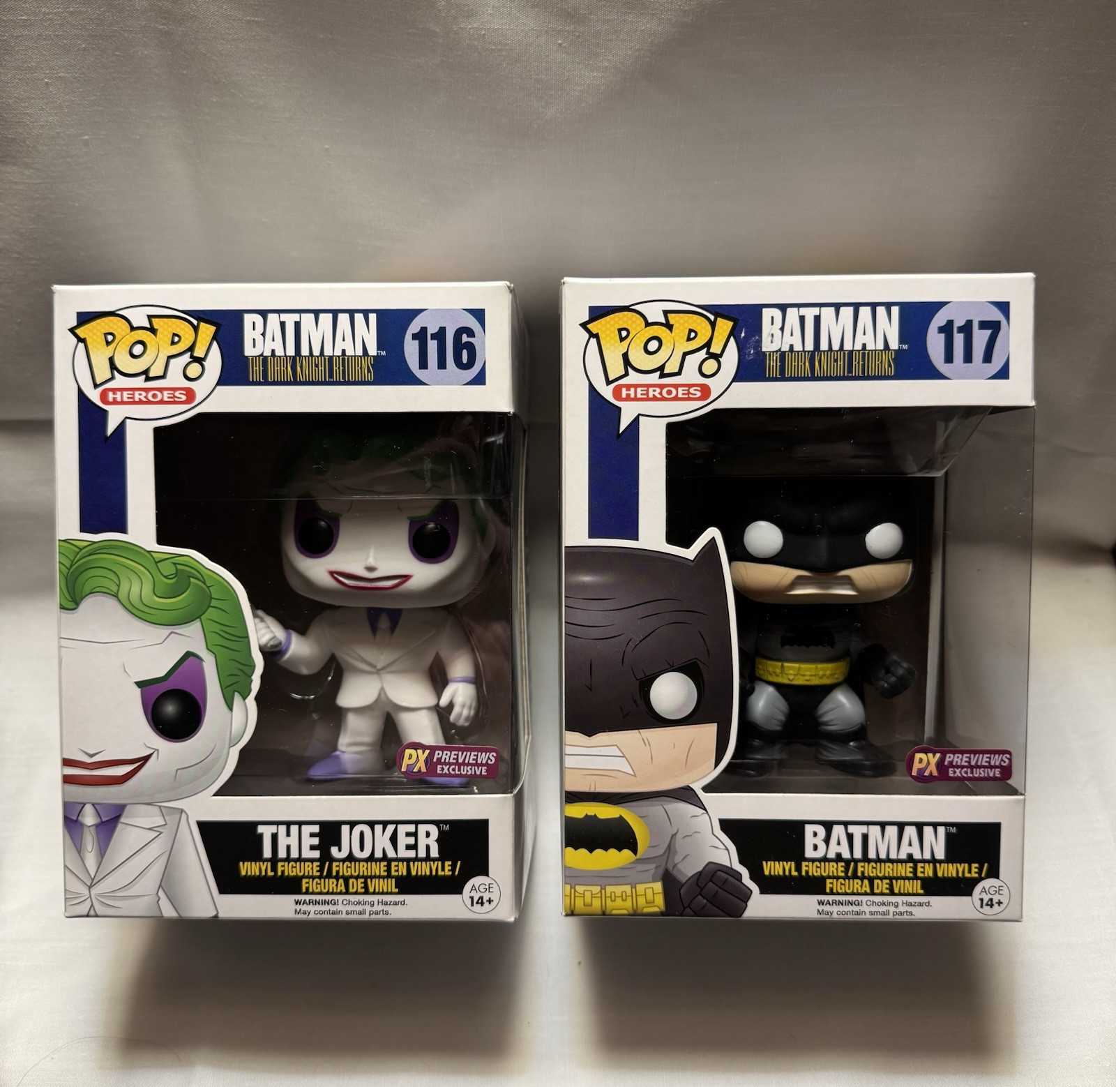 Funko Pop Dark Knight BATMAN #117 & The Joker #116 PX Previews Exclusive FIGURE