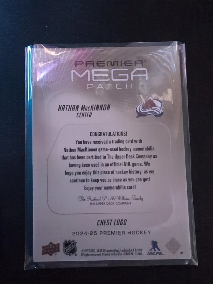 2024-25 Upper Deck Premier Mega Patch Nathan MacKinnon /31 - Изображение 2 из 2