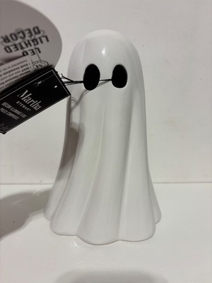 Martha Stewart Ceramic Led Lighted Spooky Ghost Halloween Decor 9'' NWT
