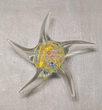 DYNASTY GALLERY Art Glass STARFISH Paperweight Hand Blown Glow In The Dark 