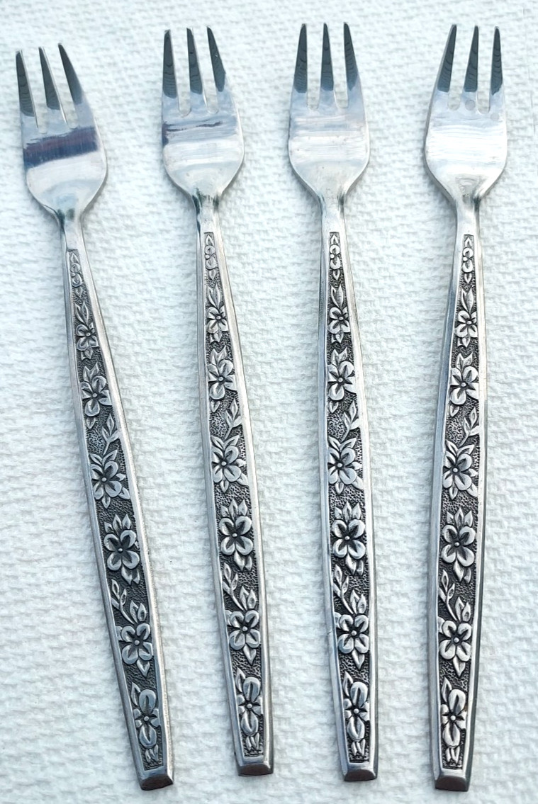Stanley Roberts Rogers La Spana Cocktail Fork Lot Of 4 Stainless Mid Century Mod