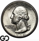 1934-D Washington Quarter, Blast White Lustrous Choice BU++ Better Date