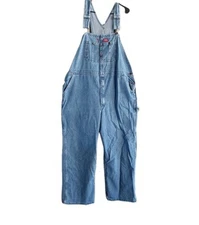 Dickies Bib Coveralls 44"x30" Blue Denim Work Farm Carpenter Grandpa Vibes. 