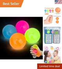 4 Pcs Glow in The Dark Sensory Balls, Upgraded Glowing Sticky Balls Stick to...