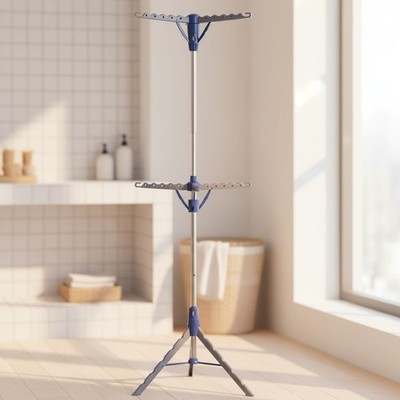 Portable 2-Tier Clothes Drying Rack, Compact Tripod for Laundry and Garments