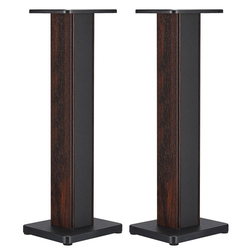 1 Pair Wood Grain Speaker Stands 31.5" Satellite Speaker Stand Hollowed Stands - Picture 1 of 7
