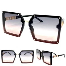 Oversized Classy Elegant Modern Retro Style SUN GLASSES Large Square Black Frame