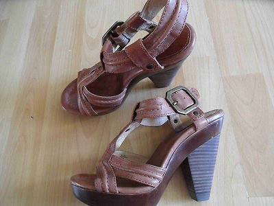 FRYE stylische Plateau Sandaletten hellbraun Gr. 37 TOP  RJ915