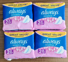 12 pack x Always Sensitive Long Ultra Sanitary Towels Size 2,Wings 144 pcs Total