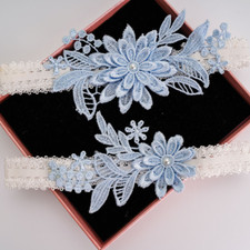 2X Hochzeit Bein Strumpfband Stretch Stickerei Blumen Braut Ball Thigh Ring Belt