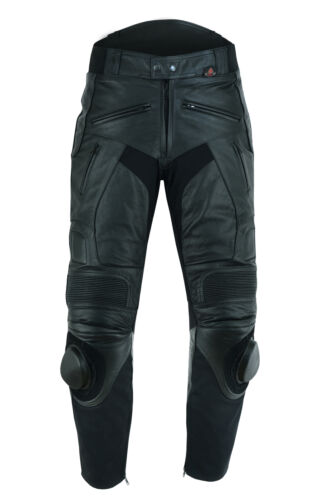 Leather Motorbike Biker Trousers Motorcycle With CE Sports Racing Armour Sliders - Picture 2 of 15